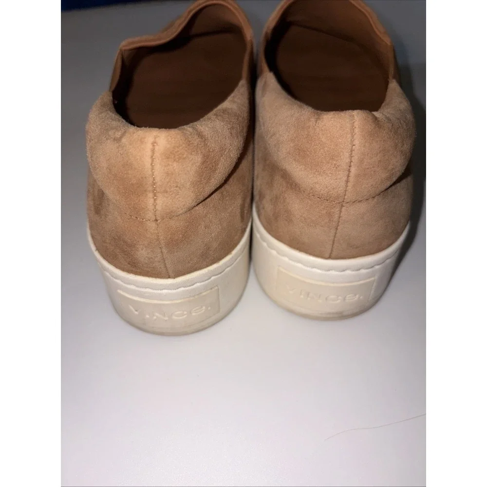 Vince Womens Warren Slip On Platform Sneaker Suede Tan/beige Size 8.5 US